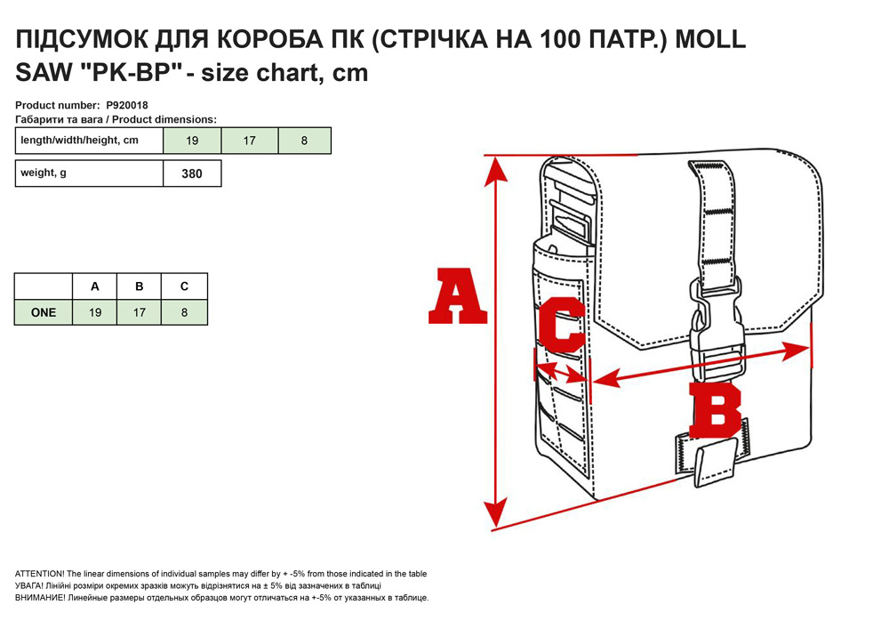 Підcyмoк для кopoбa ПK (cтpічкa нa 100 пaтp.) MOLLE SAW PK-BP